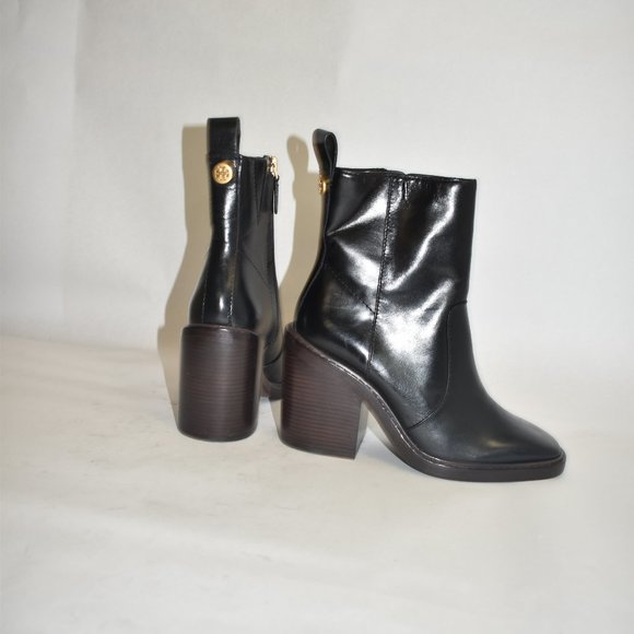 TORY BURCH SIERRA HEELED ANKLE BOOT PERFECT BLACK SQUARE 6.5 (2) (D22) - Picture 7 of 11